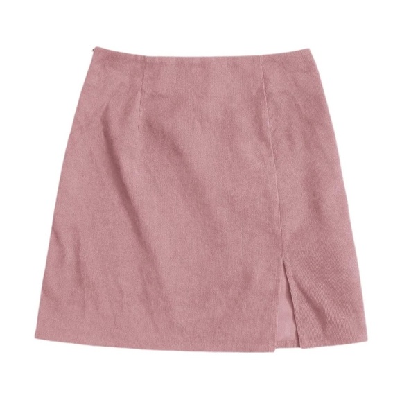 Amazon Mini Skirt women’s Small Corduroy Pink ribbed casual A-line Suede cutout - Picture 1 of 6
